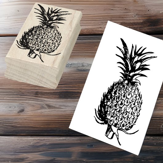 Lijnkunst Fruit Illustratie - Ananas Rubberstempel