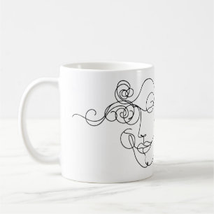 Lijnkunst gezichtsmok Minimalistische wervelende Koffiemok