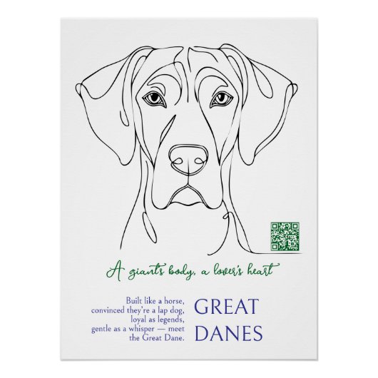 Lijnkunst Great Dane Poster (Voorkant)