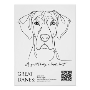 Lijnkunst Great Dane-poster Perfect Poster