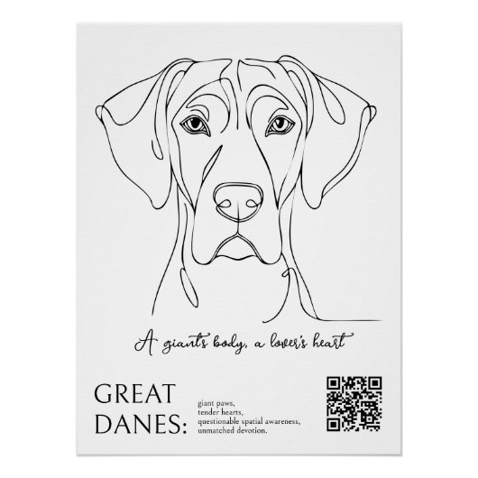 Lijnkunst Great Dane-poster Perfect Poster (Voorkant)
