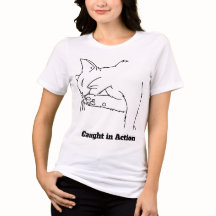 Lijnkunst Kat T-shirt | Cute Witte Kat met Poot &