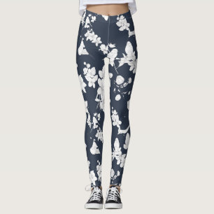Lijnkunst lente patroon leggings