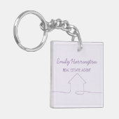 Lijnkunst Mauve Makelaar Sleutelhanger (Voorkant Links)