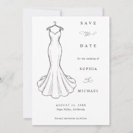 Lijnkunst Minimalistische Trouwjurk Save The Date