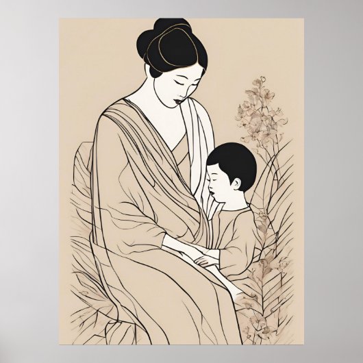 Lijnkunst Moederschap Print (Voorkant)