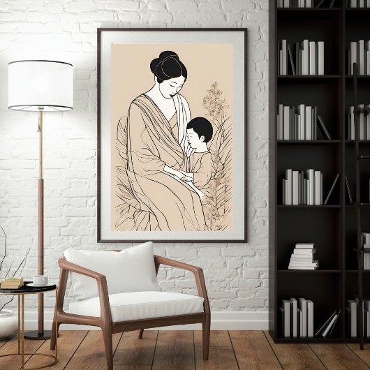Lijnkunst Moederschap Print