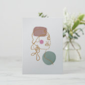 Lijnkunst Mooie Gezicht-Platte Wenskaart Kaart (Staand voorkant)