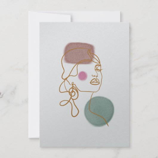Lijnkunst Mooie Gezicht-Platte Wenskaart Kaart (Voorkant)