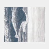 Lijnkunst Oceaangolf Monochroom Stroom Fleece Deken (Voorkant (Horizontaal))