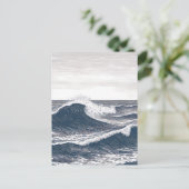 Lijnkunst Oceaangolf Monochroom Stuwing Briefkaart (Staand voorkant)