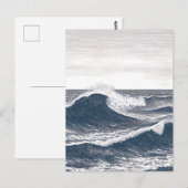 Lijnkunst Oceaangolf Monochroom Stuwing Briefkaart (Voorkant / Achterkant)