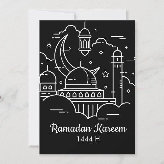 Lijnkunst Ramadan Kareem - EID Mubarak Feestdagenkaart (Voorkant)