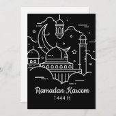 Lijnkunst Ramadan Kareem - EID Mubarak Feestdagenkaart (Voorkant / Achterkant)