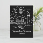 Lijnkunst Ramadan Kareem - EID Mubarak Feestdagenkaart (Staand voorkant)