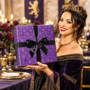 Lijnkunst Ridder Harnas Bloem Hand Paars Cadeaupapier