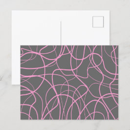 Lijnkunst: Roze op grijs Briefkaart