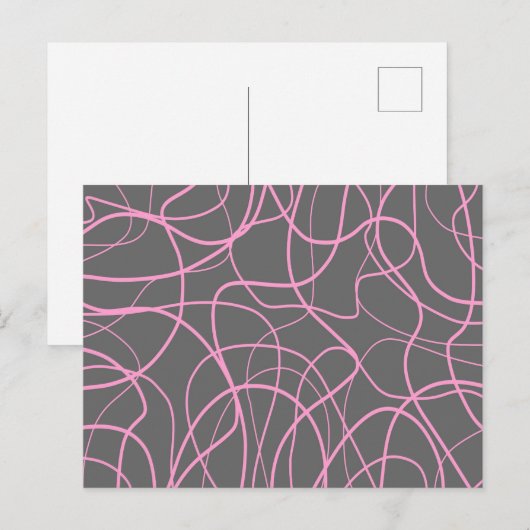 Lijnkunst: Roze op grijs Briefkaart (Voorkant / Achterkant)