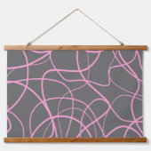 Lijnkunst: Roze op grijs Hangend Wandkleed (Voorkant)