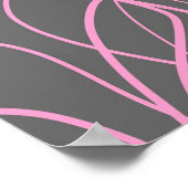 Lijnkunst: Roze op grijs Poster (Hoek)