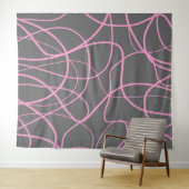 Lijnkunst: Roze op grijs Wandkleed (In Situ (horizontaal))