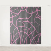 Lijnkunst: Roze op grijs Wandkleed (Voorkant)