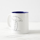 Lijnkunst strandparasol surfplank mok (Voorkant links)