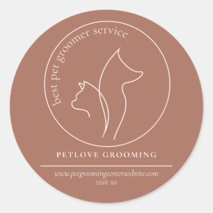 Lijnkunst Terracotta Dierenarts Huisdier Schattige Ronde Sticker
