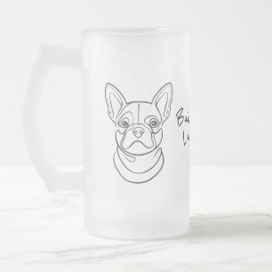 Lijnkunst van Franse Bulldog. Klein gebouwd. Groot Matglas Bierpul