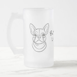 Lijnkunst van Franse Bulldog. Klein gebouwd. Groot Matglas Bierpul