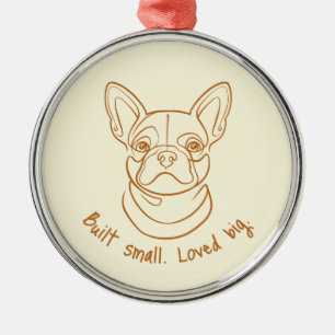 Lijnkunst van Franse Bulldog. Klein gebouwd. Groot Metalen Ornament