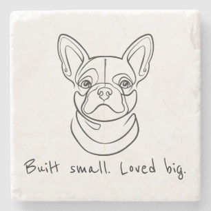 Lijnkunst van Franse Bulldog. Klein gebouwd. Groot Stenen Onderzetter