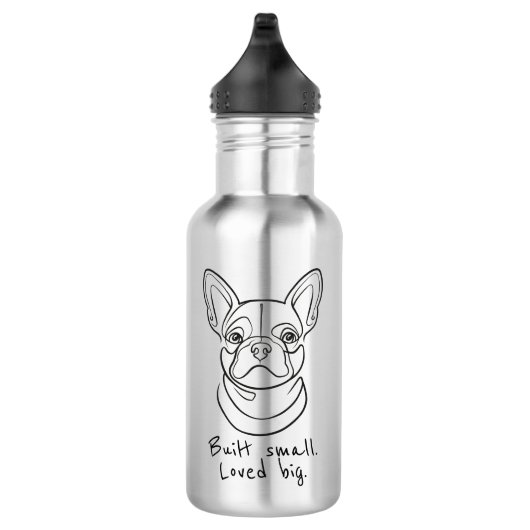 Lijnkunst van Franse Bulldog. Klein gebouwd. Groot Waterfles (Rechts)