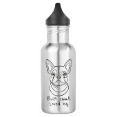 Lijnkunst van Franse Bulldog. Klein gebouwd. Groot Waterfles (Links)