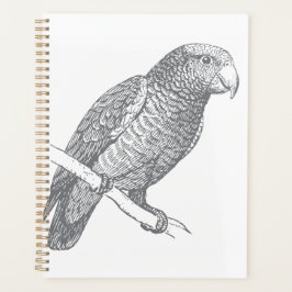 Lijnkunst van papegaai (grijs) fijne kunst planner