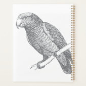 Lijnkunst van papegaai (grijs) fijne kunst planner (Achterkant)