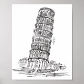 Lijnkunst van Pisa Tower , Italië Art poster (Voorkant)