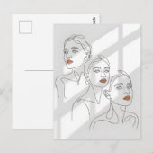 Lijnkunst Vrouwelijk Trio Briefkaart (Voorkant / Achterkant)