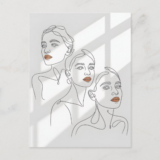 Lijnkunst Vrouwelijk Trio Briefkaart (Voorkant)