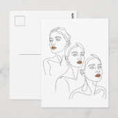Lijnkunst Vrouwelijk Trio Briefkaart (Voorkant / Achterkant)