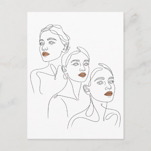 Lijnkunst Vrouwelijk Trio Briefkaart (Voorkant)