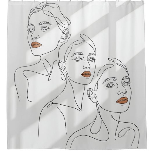 Lijnkunst Vrouwelijk Trio Douchegordijn (Voorkant)