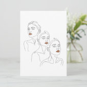 Lijnkunst Vrouwelijk Trio Kaart (Staand voorkant)