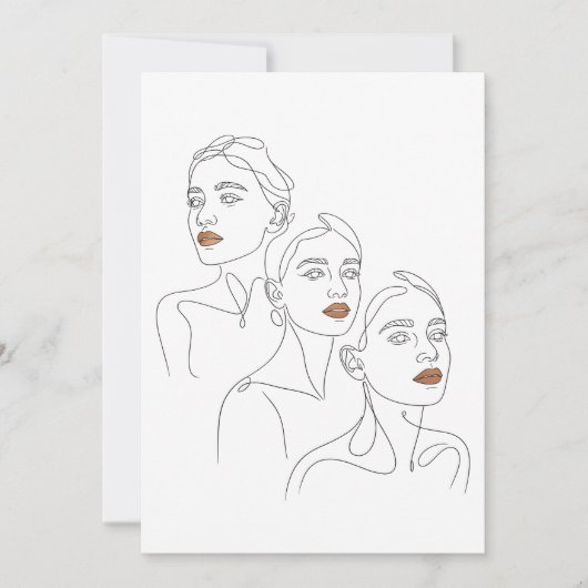 Lijnkunst Vrouwelijk Trio Kaart (Voorkant)