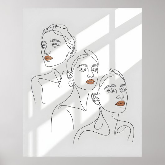 Lijnkunst Vrouwelijk Trio Poster (Voorkant)