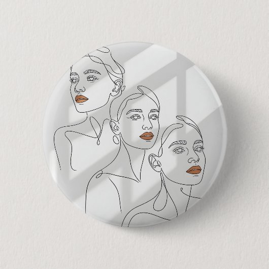 Lijnkunst Vrouwelijk Trio Ronde Button 5,7 Cm (Voorkant)