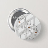 Lijnkunst Vrouwelijk Trio Ronde Button 5,7 Cm (Voorkant /achterkant)