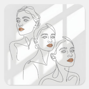 Lijnkunst Vrouwelijk Trio Vierkante Sticker