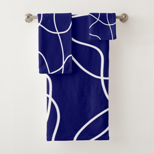 Lijnkunst: wit op donkerblauw bad handdoek (Insitu)
