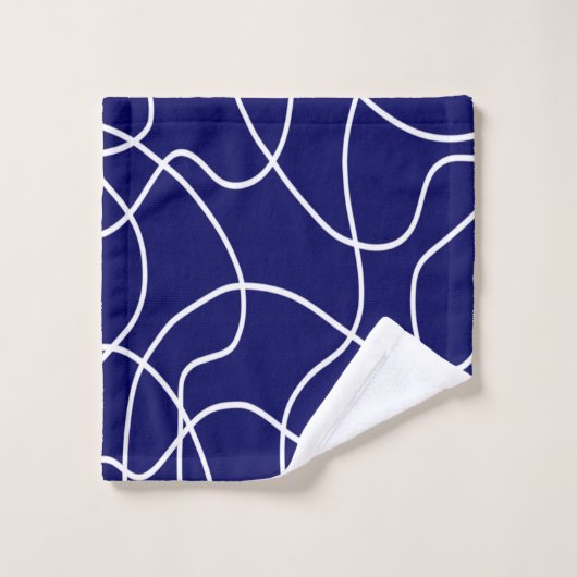 Lijnkunst: wit op donkerblauw bad handdoek (Wasdoekje)